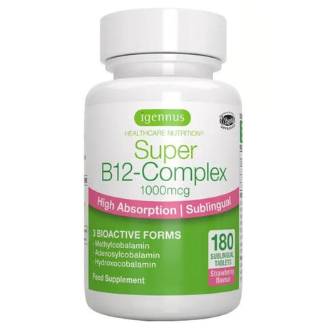 Igennus Super B-12 Complex 1000 mcg, Strawberry - 180 Tablets